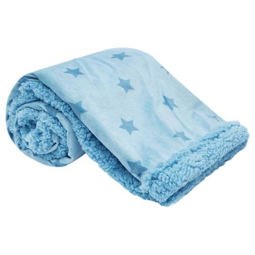 Cobertor Manta Azul Dupla Face Estrelinhas Macio - Buba