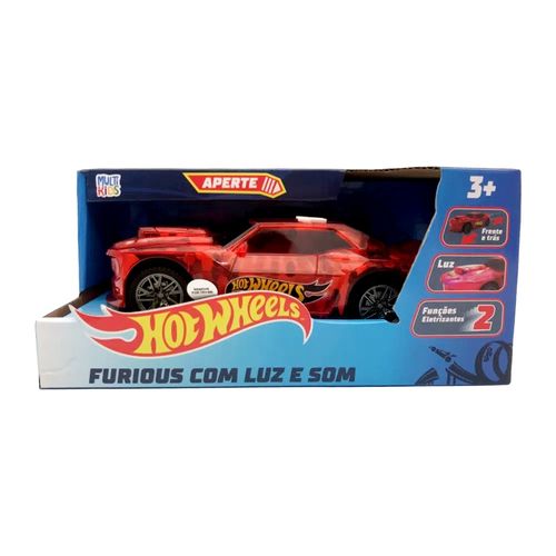 Carrinho Hot Wheels Furious com Luz e Som Vermelho Multikids
