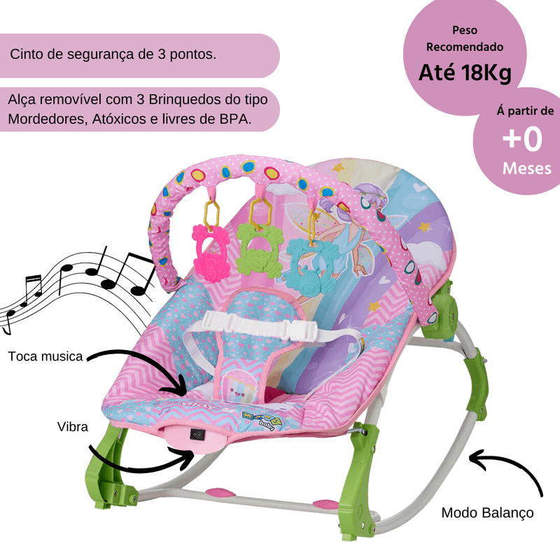 Cadeira Bebê descanso Balanço Musical Vibratória