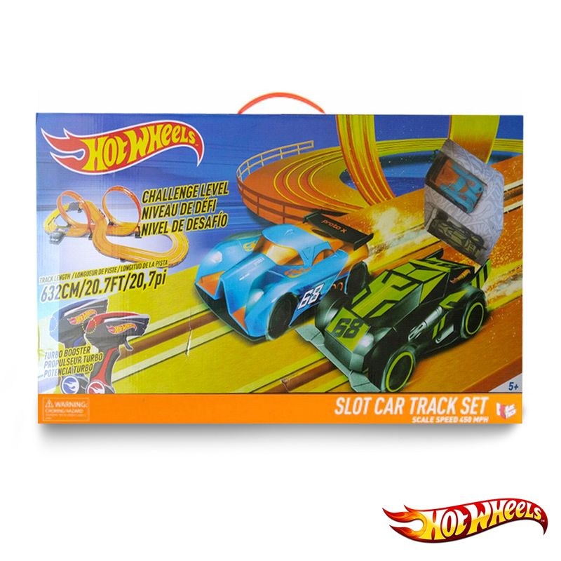 Hot Wheels Conjunto de pista de ação com 1 carro de brinquedo, 2 desaf