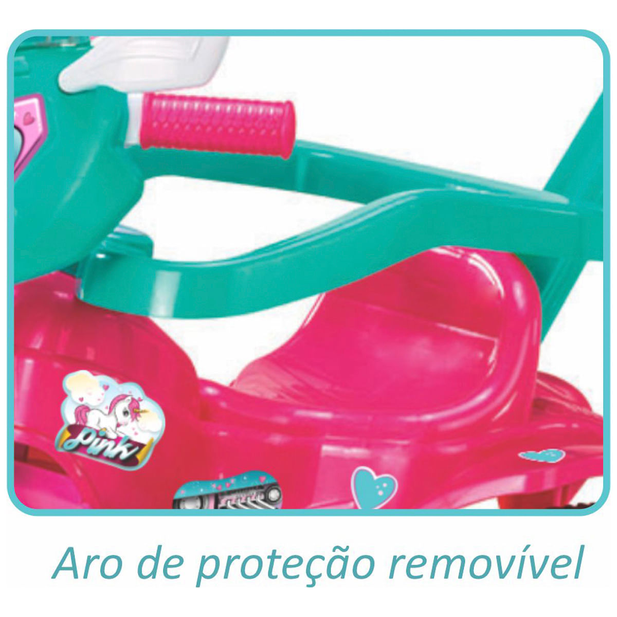 Triciclo Infantil Passeio e Pedal Velobaby com Empurrador Rosa