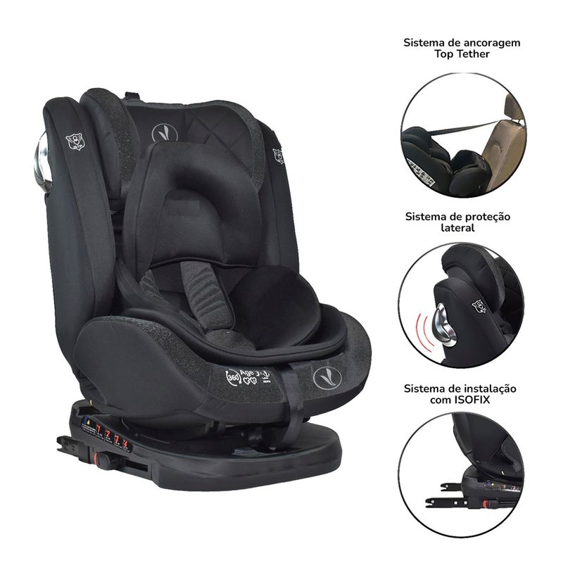Cadeira de Carro infantil Max360 Isofix 36kgs Maxi Baby (Cinza