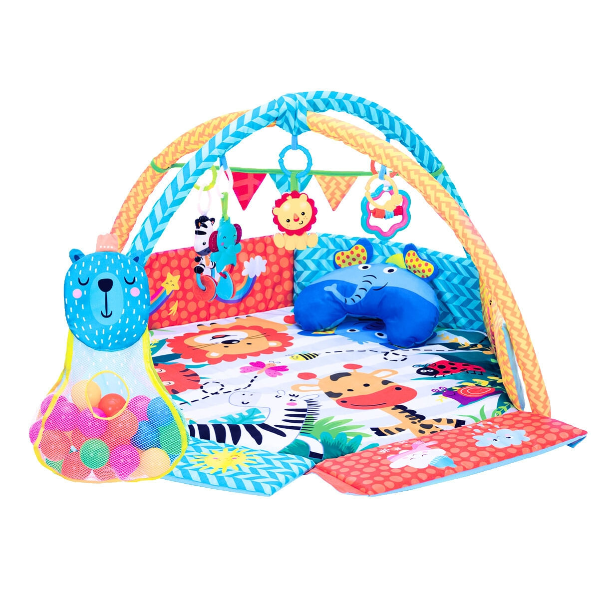Tapete Ginásio de Atividades Para Bebê Party Azul Maxi Baby