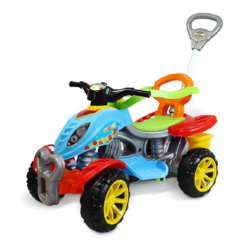 Carrinho Quadriciclo Infantil C/ Empurrador Pedal Azul Maral