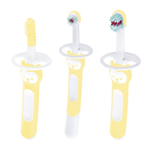 Kit com 3 Escovas de Dente para Bebê Brushes Amarelo - MAM