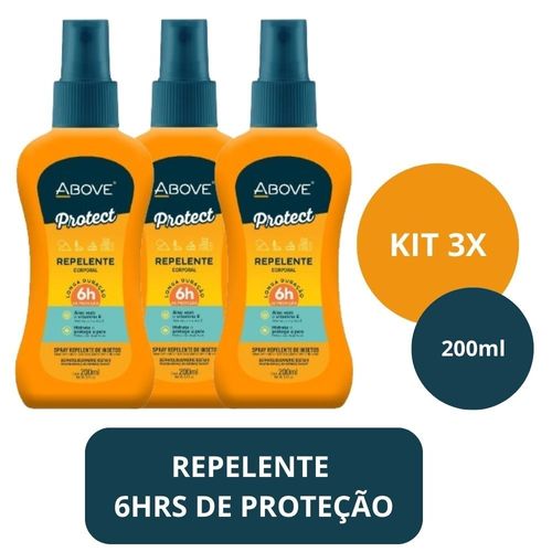 Kit 3 Repelente Spray 6h Proteção Contra Insetos 200ml Above