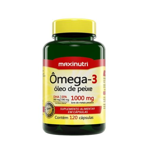 Ômega 3 EPA DHA 1000mg Suplemento com 120 Cápsulas Maxinutri