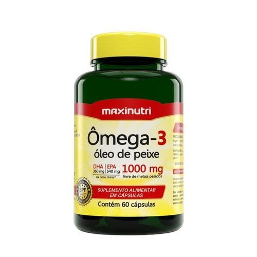 Ômega 3 EPA DHA 1000mg Suplemento com 60 Cápsulas Maxinutri
