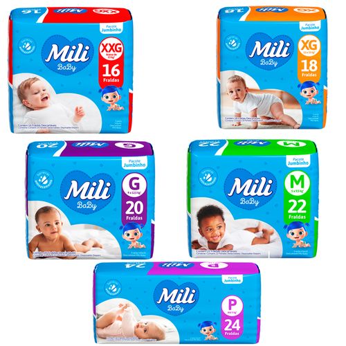 Fraldas Descartáveis Bebê Ultra Seca Jumbinho P ao XXG Mili