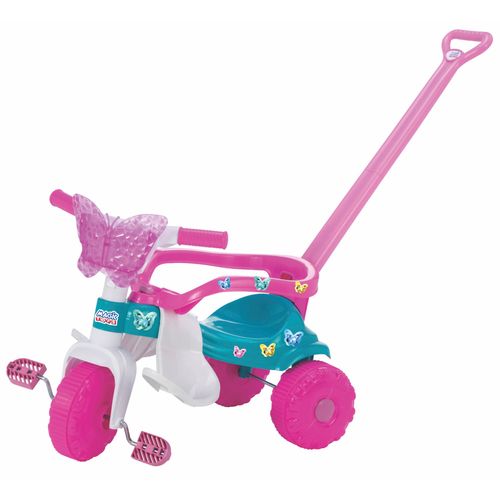 Triciclo Infantil Com Empurrador Butterfly Rosa - Magic Toys