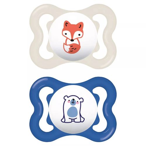 Kit com 2 Chupetas Supreme Bico de Silicone 0m+ Azul - MAM