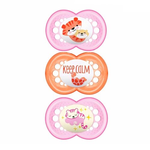 Kit 3 Chupetas Bico em Silicone Original 6m+  Rosa - MAM