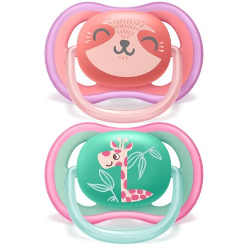 Kit 2 Chupetas Ultra Air Bico Silicone 18m+ Rosa/Verde Avent