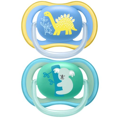 Kit 2 Chupetas Ultra Air Bico Silicone 18m+ Azul/Verde Avent