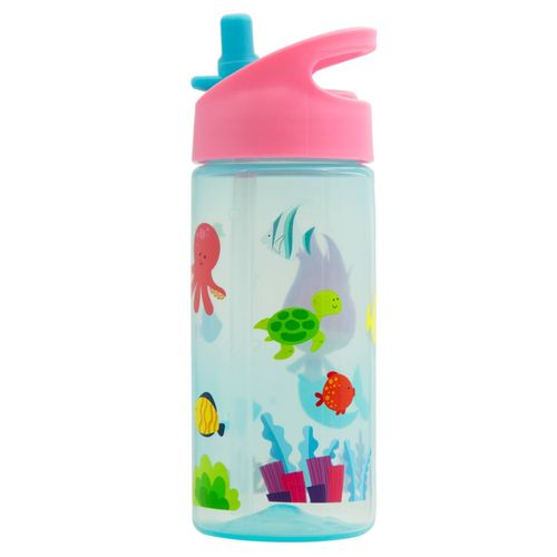 Garrafa Infantil com Canudo Retrátil 400ml Sereia Rosa Buba