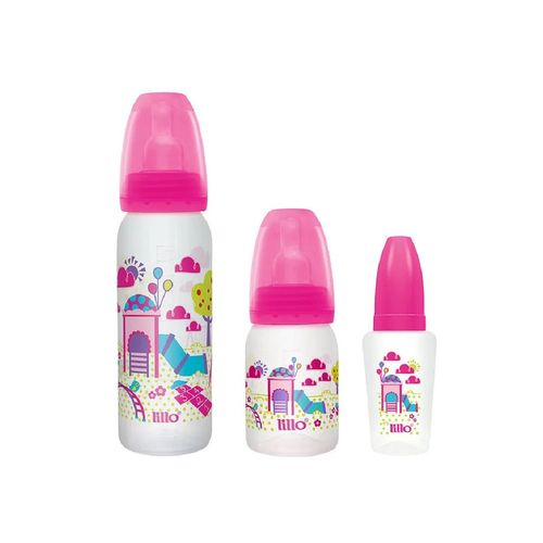 Kit 3 Mamadeiras Divertida 50/120/240ml Rosa - Lillo