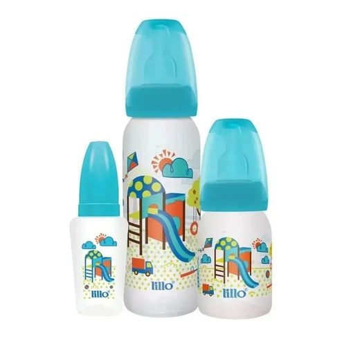 Kit 3 Mamadeiras Divertida 50/120/240ml Azul - Lillo