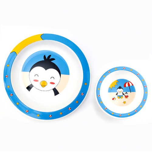 Kit Refeição Prato e Tigela Infantil Pinguim – Giro Baby