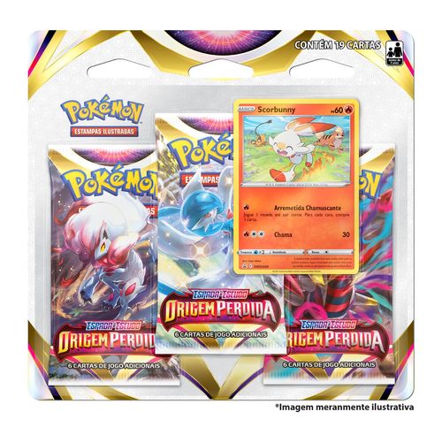Cartas Pokémon Triple Pack Espada Escudo 11 Scorbunny Copag