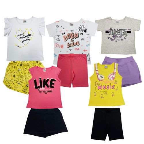 Kit 5 Conjuntos De Roupa Infantil Menina - 10 Peças