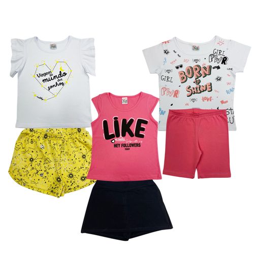 Kit 3 Conjuntos De Roupa Infantil Menina - 6 Peças