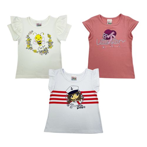 Kit 3 Blusas Camiseta Infantil Roupa de Bebê Menina