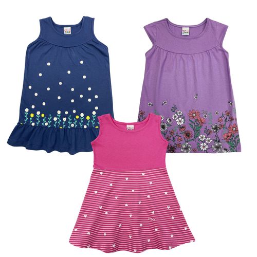 Kit 3 Vestidos Infantil Roupa Para Bebê Menina