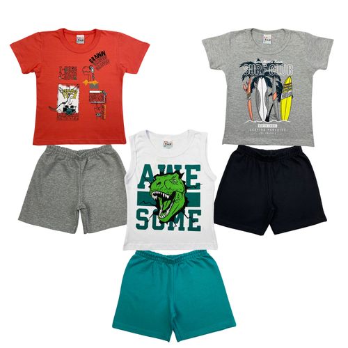 Kit 3 Conjuntos de Roupa Infantil Para Bebê Menino - 6 peças
