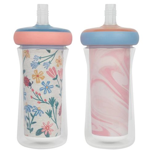 Kit 2 Copos Térmicos Com Canudo 266ml Coral The First Years