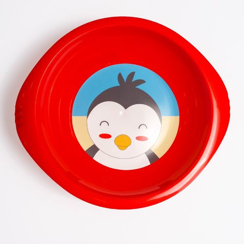 Prato Infantil Fundo com Aba Pinguim Paco - Giro Baby