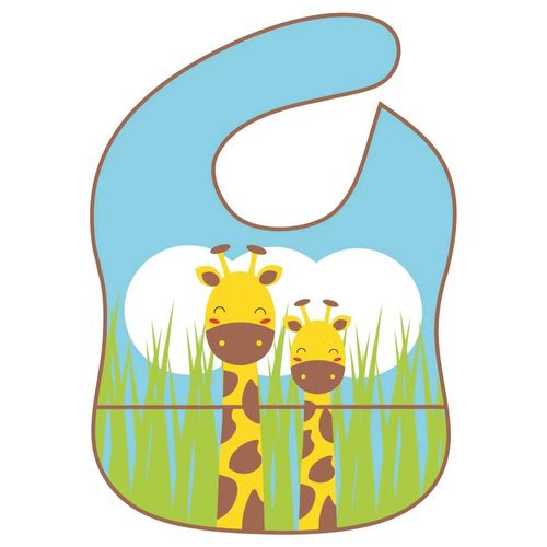 Babador Impermeável Com Bolso Família Girafa - Giro Baby