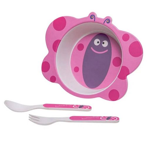 Kit Refeição Infantil Eco Prato e Talher Borboleta Giro Baby