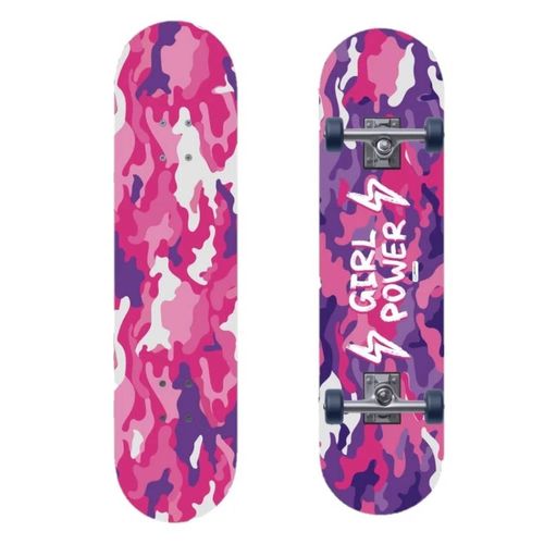 Skate Infantil Girl Power 4 Rodas Até 45kgs Rosa - MultiKids