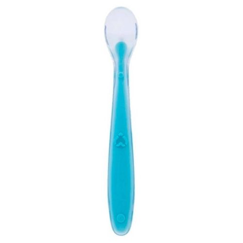Colher De Silicone Para Bebê Ponta Macia 6m+ Azul - Buba