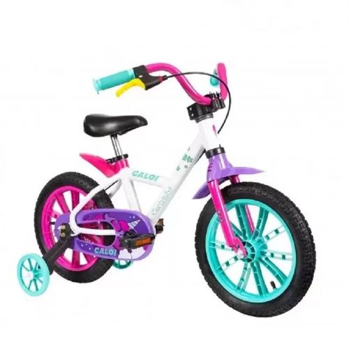 Bicicleta Infantil Aro 14 Com Rodinhas Cecizinha Rosa Caloi