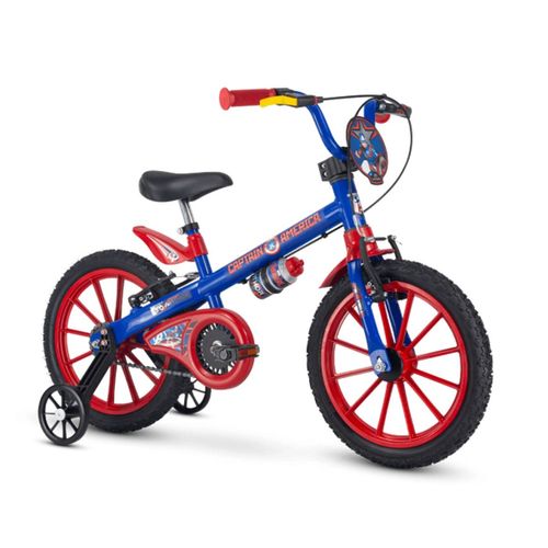 Bicicleta Infantil Aro 16 C/ Rodinha Capitão América Nathor
