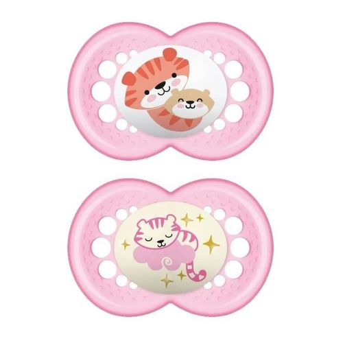 Kit 2 Chupetas Brilha no Escuro Day Night 16m+ Rosa – Mam