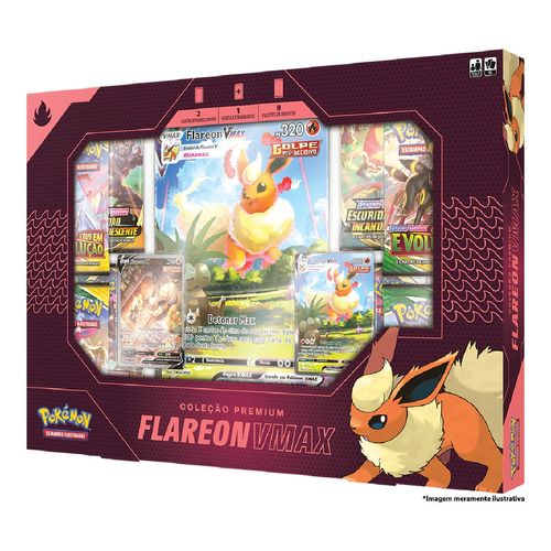 Cartas Pokemon Box Coleção Premium Flareon VMAX - Copag
