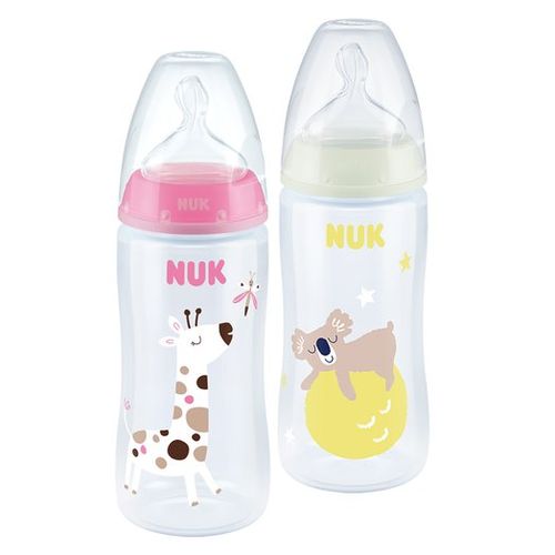 Kit 2 Mamadeira First Choice Brilha No Escuro 300ml Rosa Nuk