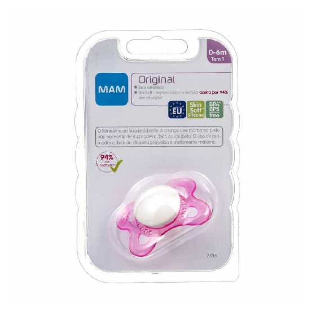 Chupeta Recém Nascidos Bico De Silicone 0-6 Meses Rosa - Mam