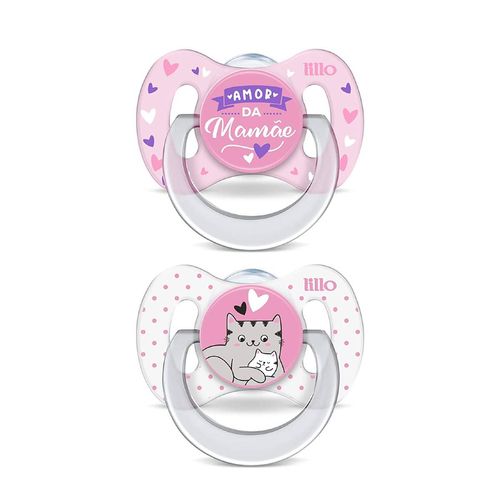 Kit 2 Chupetas Bico de Silicone Funny Amor 6m+ Rosa - Lillo