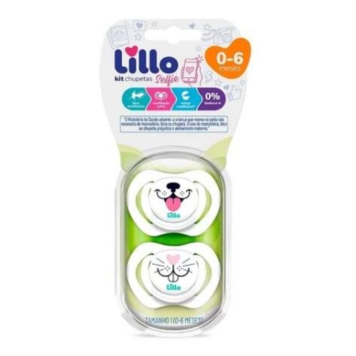 Kit 2 Chupetas Bico Silicone Design Selfie 0m+ Neutra Lillo
