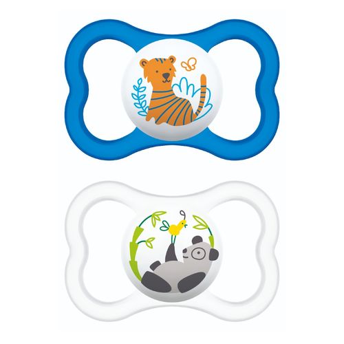 Kit 2 Chupetas Bico de Silicone Air 6M+ Azul - MAM