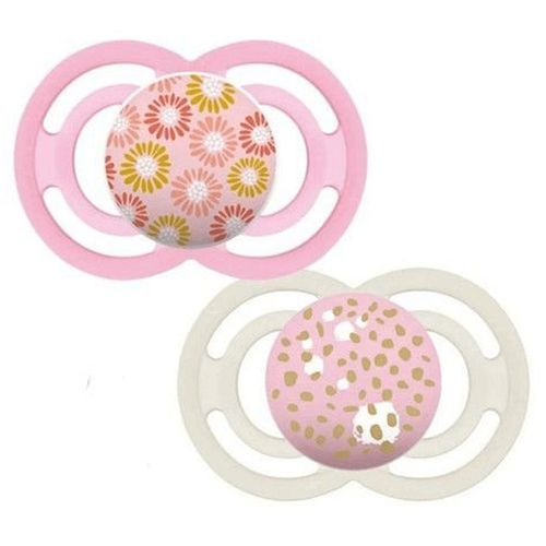 Kit 2 Chupetas bico de silicone Perfect 6M+ Rosa  –  MAM