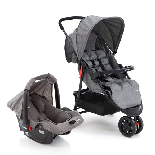 Carrinho Com Bebê Conforto Travel System Delta Cinza Voyage