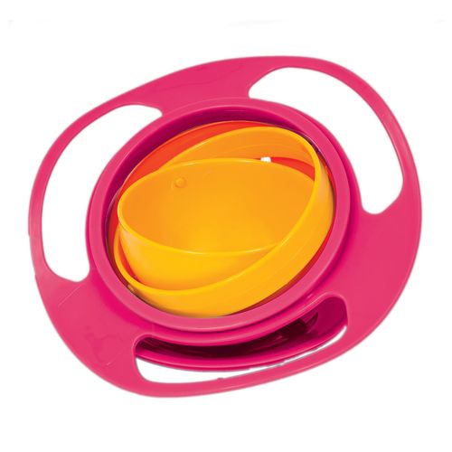 Prato Infantil Com Tampa Giro Bowl 360° Rosa - Buba