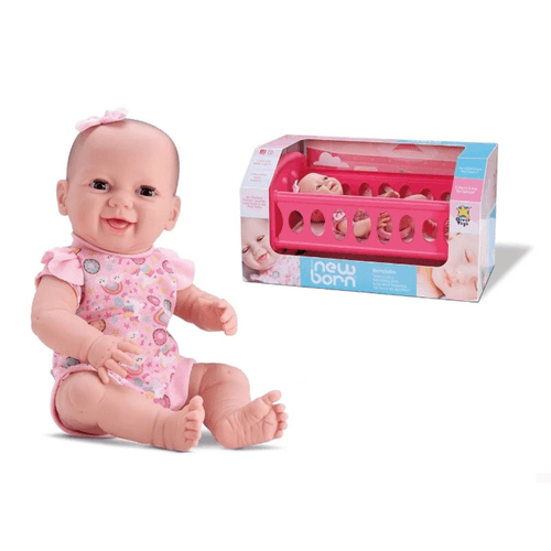 Boneca New Born Diver Com Bercinho e Chupeta - Divertoys