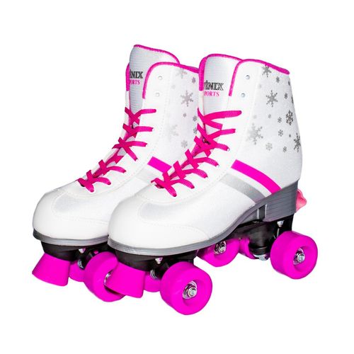 Patins 4 Rodas Roller Skate Ajustável Tam 35-38 Branco Fênix
