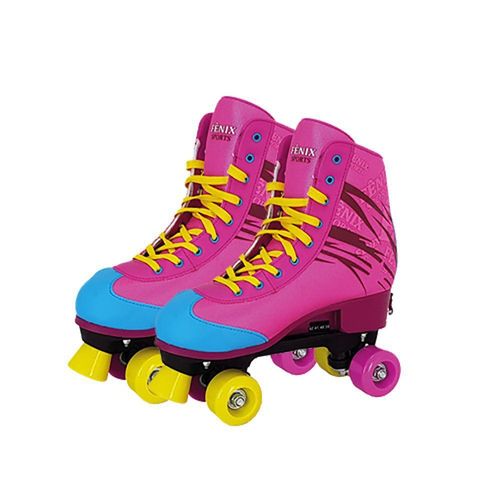 Patins 4 Rodas Roller Skate Ajustável Tam 31-34 Rosa - Fênix