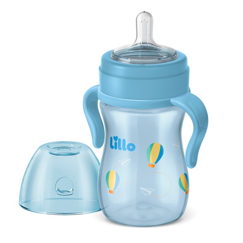 ミルク 777 Mamadeira com Alça Super Evolution 240ml Azul - Lillo